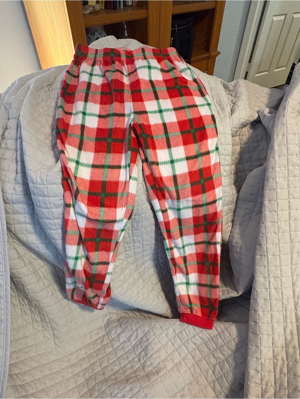 Holiday Time Red, White & Green Plaid Fleece Pajama Bottoms
